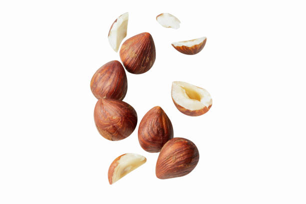 istock hazelnut cracked piece falling front view with healthy food macro nut white isolated 1293038725