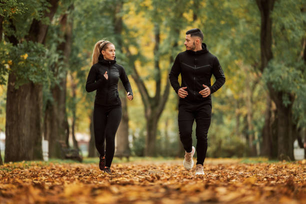 istock Jogging together, male and female. 1293038937