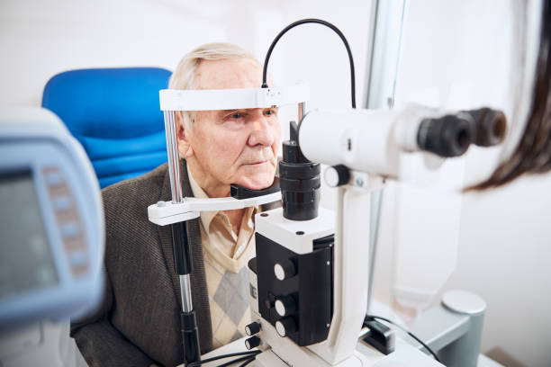istock Senior male patient having an eye exam 1293039033