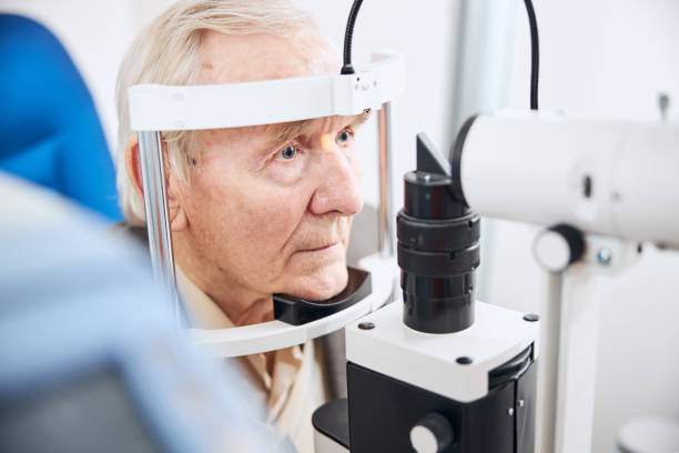 istock Elderly person undergoing a vision examination at the ophthalmology clinic 1293039034