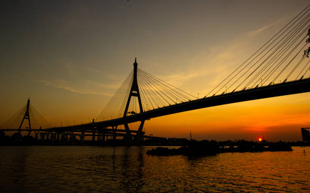 istock sunset view on the Rama 3 bridge in thailand. 1293039376