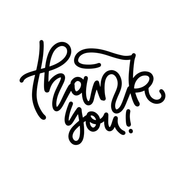 istock Thank You handwritten linear inscription. Hand drawn lettering. Trendy simple Calligraphy. Outline drawing of phrase. Vector illustration 1293040318