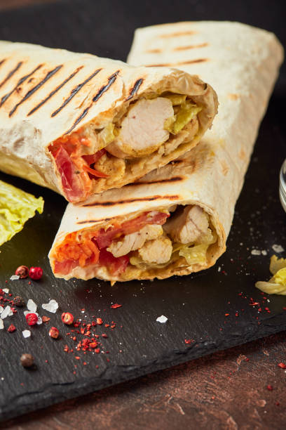 istock Eastern traditional shawarma with sauces 1293042449