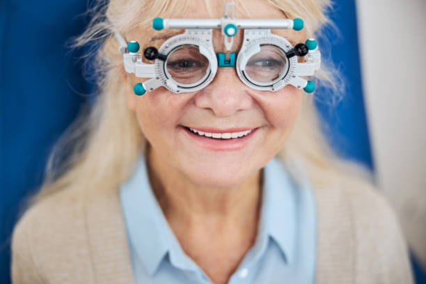 istock Joyous woman with the trial frame on the face 1293044775