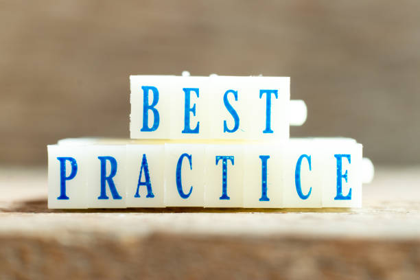 istock Letter block with blue color word best practice on wood background 1293046400