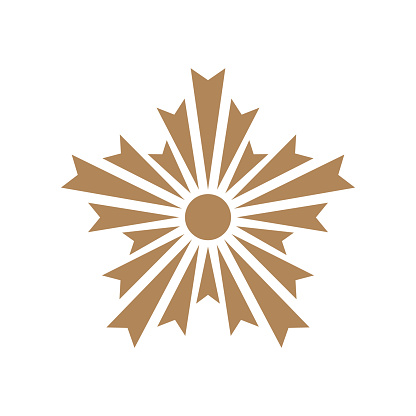 Golden Asahi chapter symbol or emblem. Japan Police Crest sign.