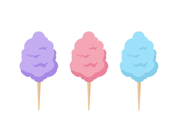 Set cotton candy isolated on white background. Candy floss. Set cotton candy isolated on white background. Candy floss. Vector stock candyfloss stock illustrations