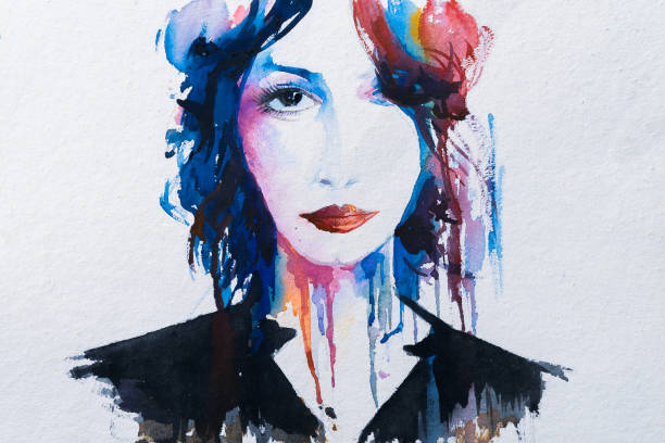 istock Watercolour portrait of a young woman 1293050313