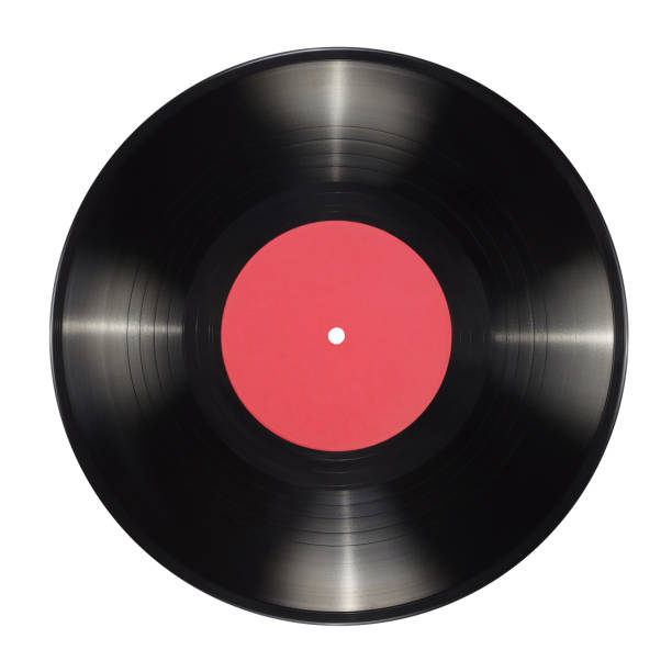 istock 10-inch vinyl record with blank red label isolated. 1293050522