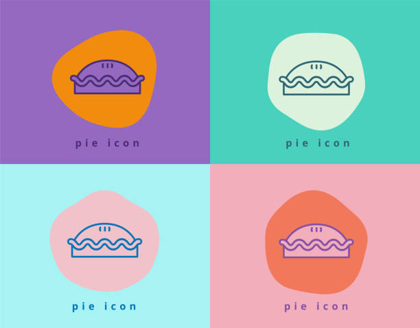 Meat Pie and Apple Pie Icon Symbol in Fun and Creative Color Block Style Meat Pie and Apple Pie Icon Symbol in Fun and Creative Color Block Style apple pie a la mode stock illustrations