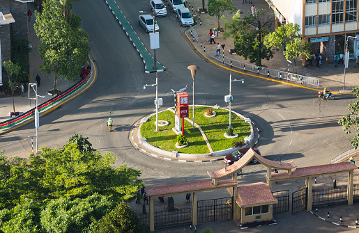 Nairobi, Kenya - December 23: Roundabout and KICC area entrance at City Hall Road in Nairobi, Kenya on December 23, 2015