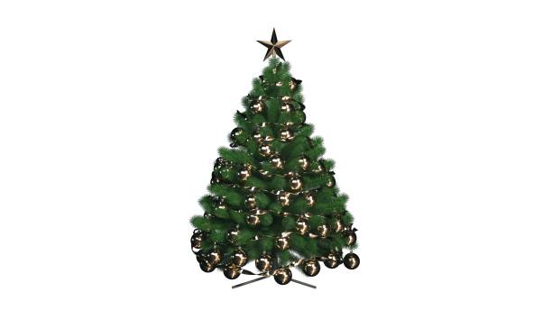 istock Christmas tree with golden star on white background. 3d rendering 1293063502