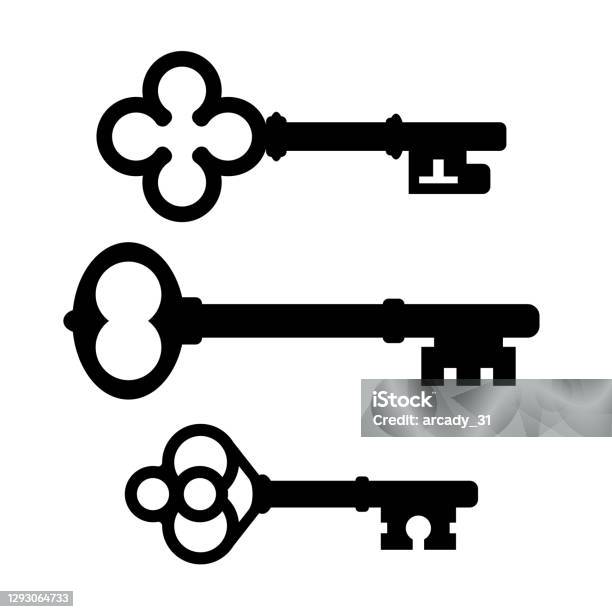 Old Skeleton Key Vector Icon Stock Illustration - Download Image Now - Key, Icon, Vector