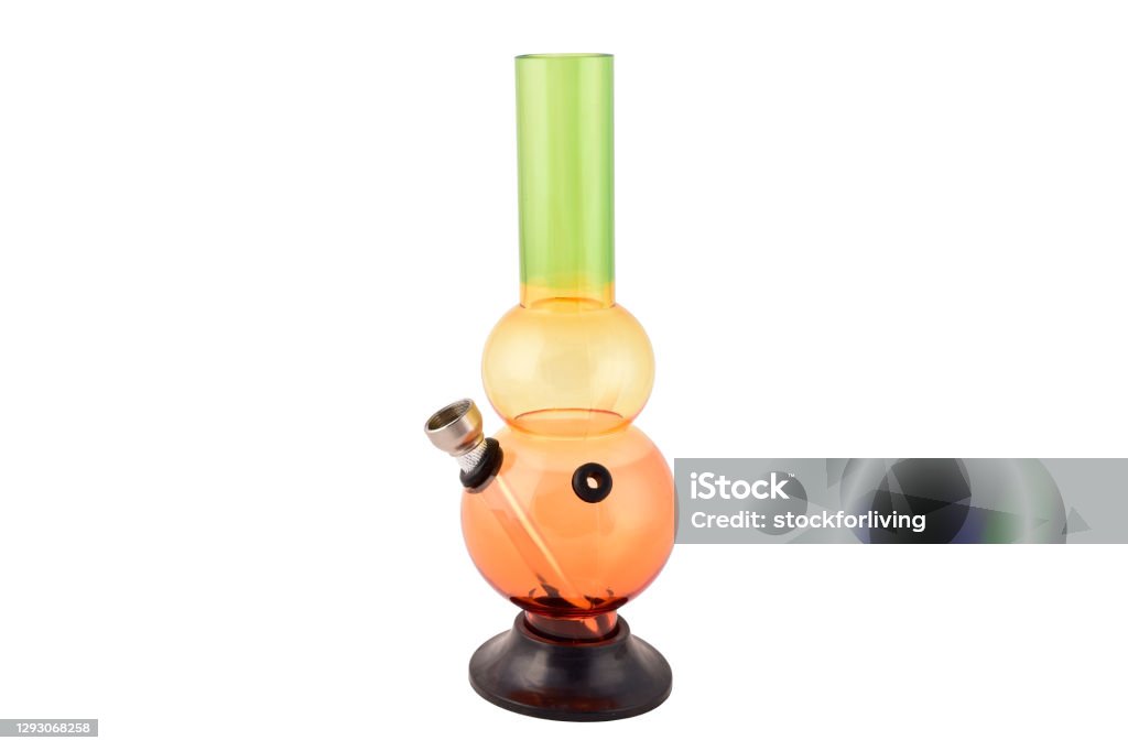 Glass bong isolated on white background with clipping path Glass bong isolated on white background with clipping path, marijuana bong Bong Stock Photo