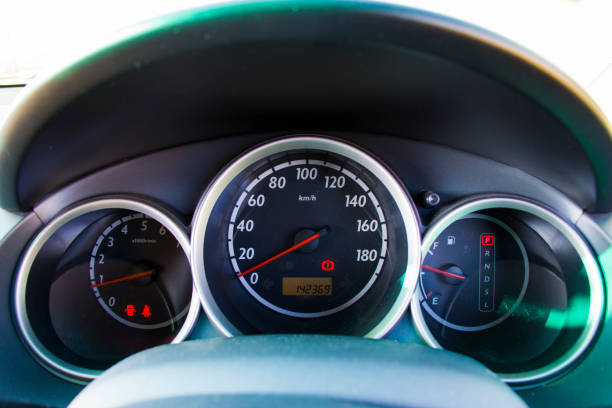 istock Car speedometer close-up, speedometer of automobile 1293070169