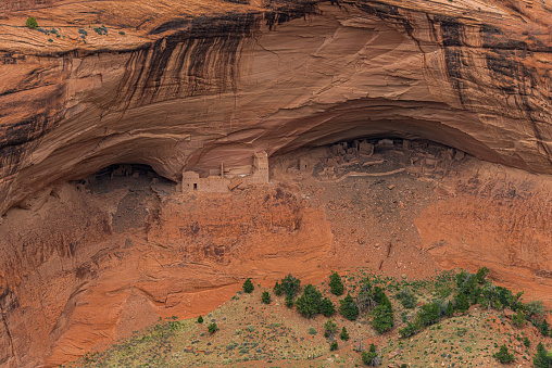 Anasazi Ruins in Canyon de Chelly in Canyon de Chelly National Monument, Arizona.
