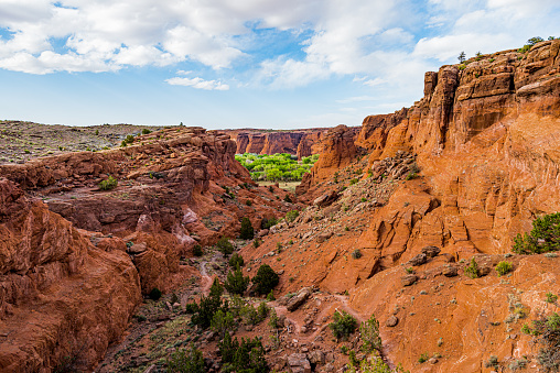 A view down the Valley in Canyon de Chelly National Monument, Arizona.