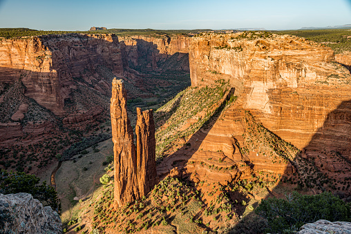 Spider Rock in the late afternoon in Canyon de Chelly National Monument, Arizona.