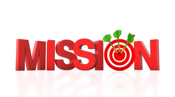 istock Mission 3D Word with Target and Dart 1293077337