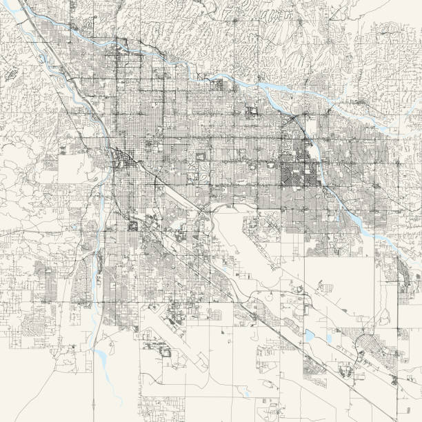 Tucson, Arizona Vector Map Topographic / Road map of Tucson, AZ, USA. Original map data is open data via © OpenStreetMap contributors. All maps are layered and easy to edit. Roads are editable stroke. sonoran desert stock illustrations