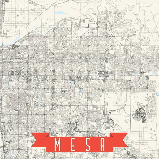 Vector illustration of Mesa, Arizona Vector Map