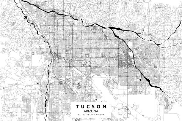 ilustrações, clipart, desenhos animados e ícones de tucson, mapa vetorial do arizona - sonoran desert illustrations