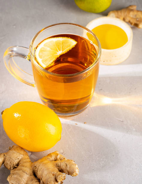 istock Hot herbal tea with ginger, lemon and honey 1293084866