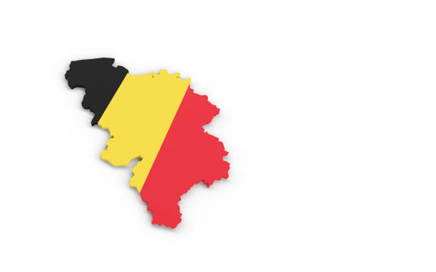 Map of Belgium with Belgium flag