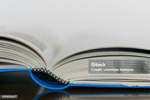 Detail Of Open Book On The Table Stock Photo - Download Image Now - Book Binding, Note Pad, Business