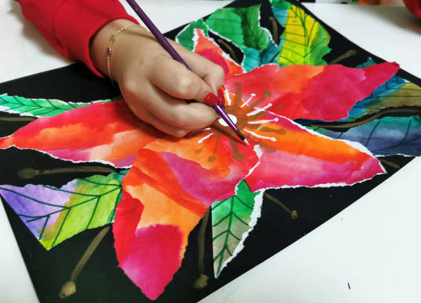 istock Collage. Children's creativity, children's creativity, collage of colored paper 1293094467
