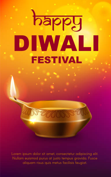 illustrazioni stock, clip art, cartoni animati e icone di tendenza di lampada diya festival leggero diwali, vacanza indiana - diyo