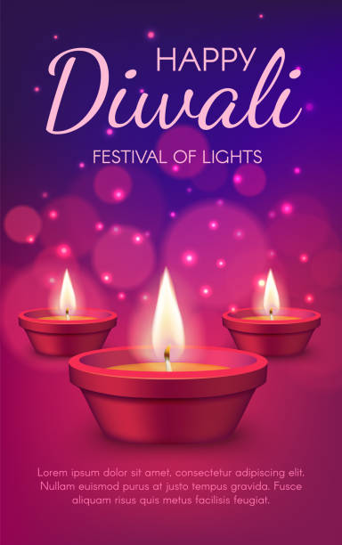 illustrazioni stock, clip art, cartoni animati e icone di tendenza di diwali light festival, lampade diya religione indiana - diyo