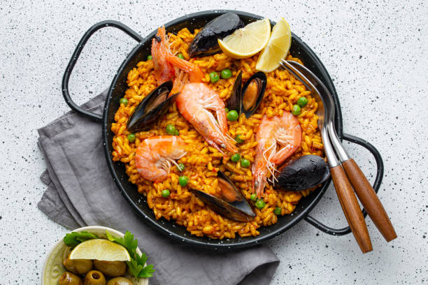 istock Traditional Spanish seafood paella 1293104799