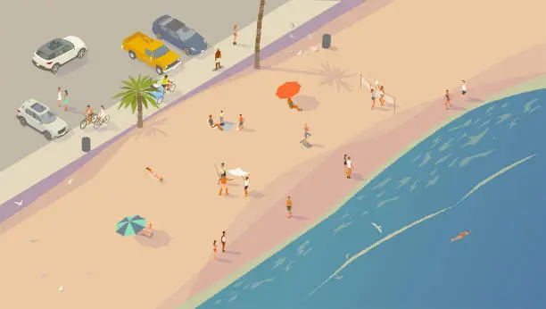 Vector illustration of Beach scene isometric