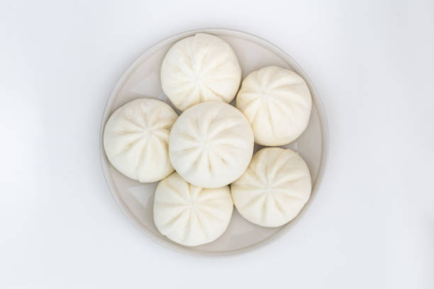 Chinese Steamed Buns isolated on white background.
