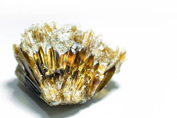 Golden yellow calcite isolated on the white background