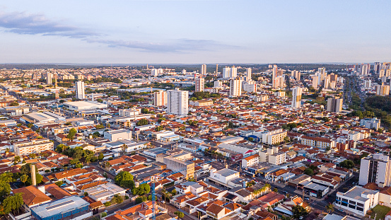 Panoramic view of the city of Bauru during sunset. Interior of the State of Sao Paulo. Brazil.