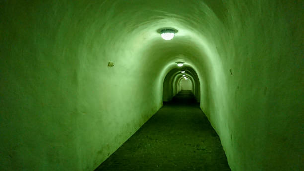 istock Mystical and mysterious dungeon corridor with green lighting 1293125282