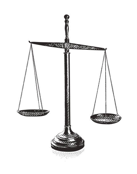 skale sprawiedliwości - legal scales obrazy stock illustrations