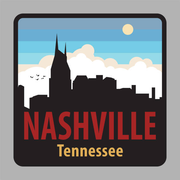 etykieta lub znak z nazwą nashville, tennessee - tennessee map usa nashville stock illustrations