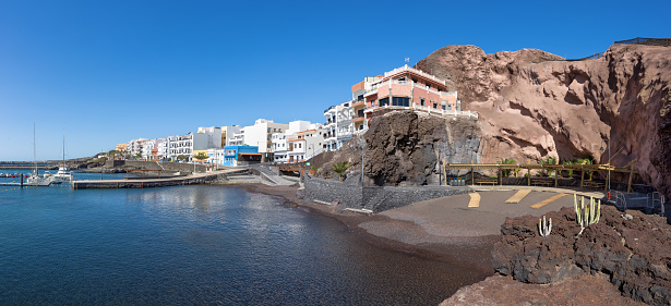 Public bathing beach on the promenade in La Restinga, El Hierro, Canary Islands, Spain