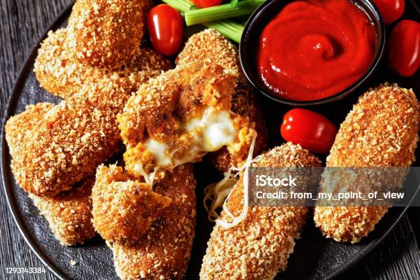 Deepfried Italian Suppli Al Telefono Rice Croquettes Stuffed With Mozzarella Stock Photo - Download Image Now
