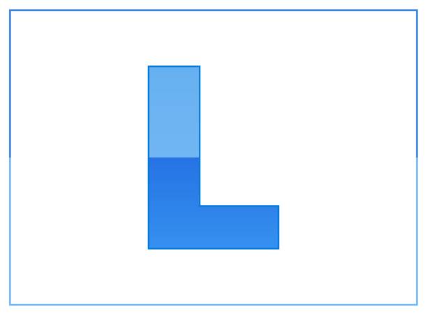 istock L vector font, made of dark and light blue colors. For letter logo, brand label, creative poster and more. İsolated illustration with thin frame on white background 1293155941