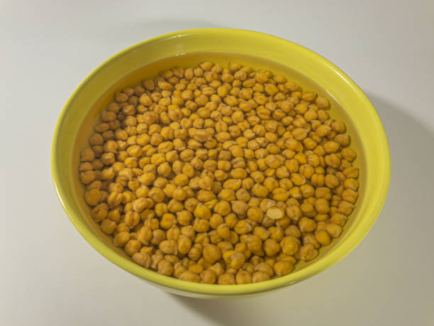 Soaked chickpeas in a bowl