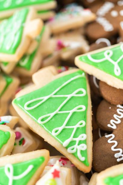 istock Gingerbread and sugar Christmas cookies with royal icing. 1293162107