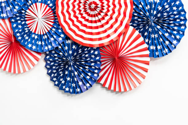 istock Red, white, and blue paper fans for July 4th celebration. 1293163342