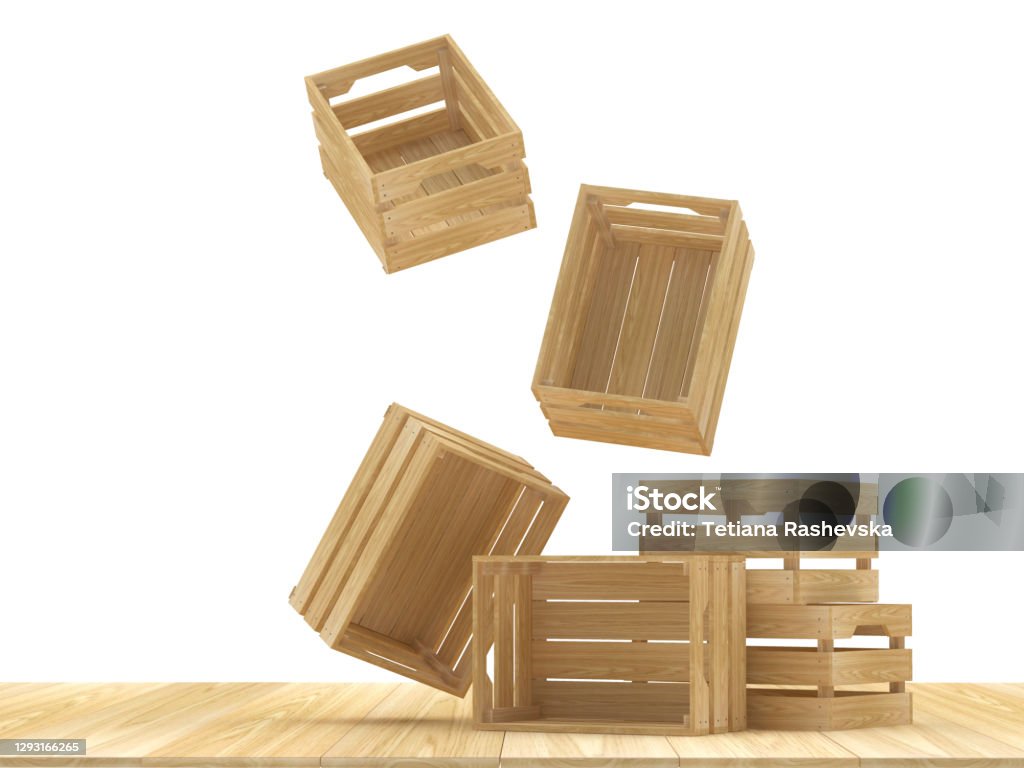 Box Fall Down Falling Down Empty Wooden Boxes Stock Photo - Download Image Now - Box ...