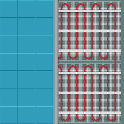 Vector Illustration Underfloor Heating System Realistic Floor Heating ...