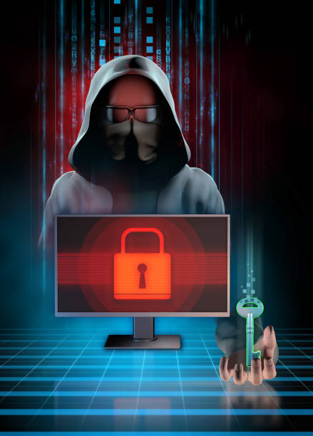 Ransomware attack Cyber criminal locking files on your pc and offering a key to unlock them. Digital illustration. hostage photos stock pictures, royalty-free photos & images