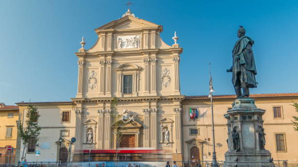 church and museum of the convent of san marco timelapse, on piazza san marco - giovanni boccaccio imagens e fotografias de stock